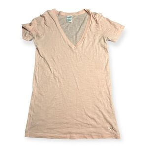 PINK VICTORIA’S SECRET Women’s Peach V-Neck Short Sleeve T-Shirt Size Small